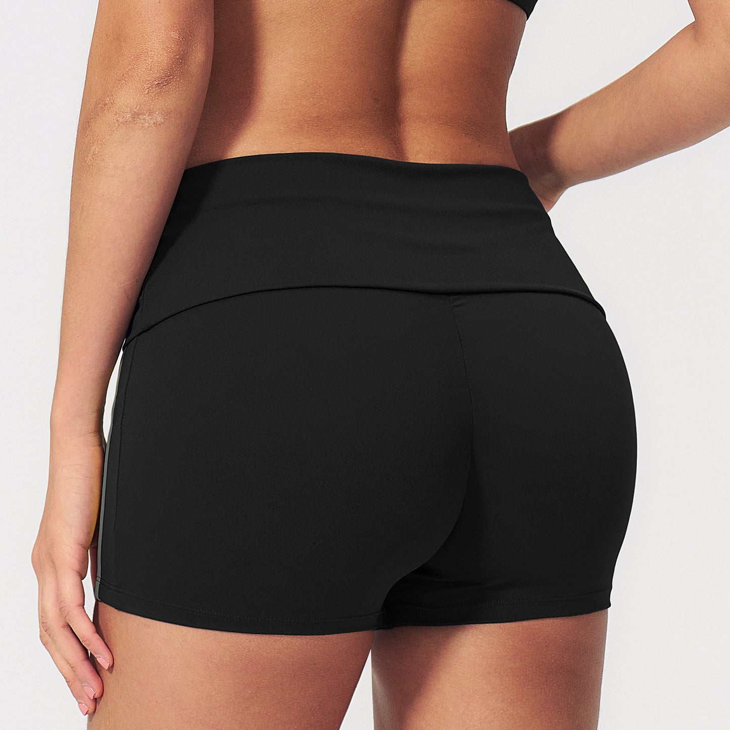 Striped Color-Block Foldover Waist Shorts