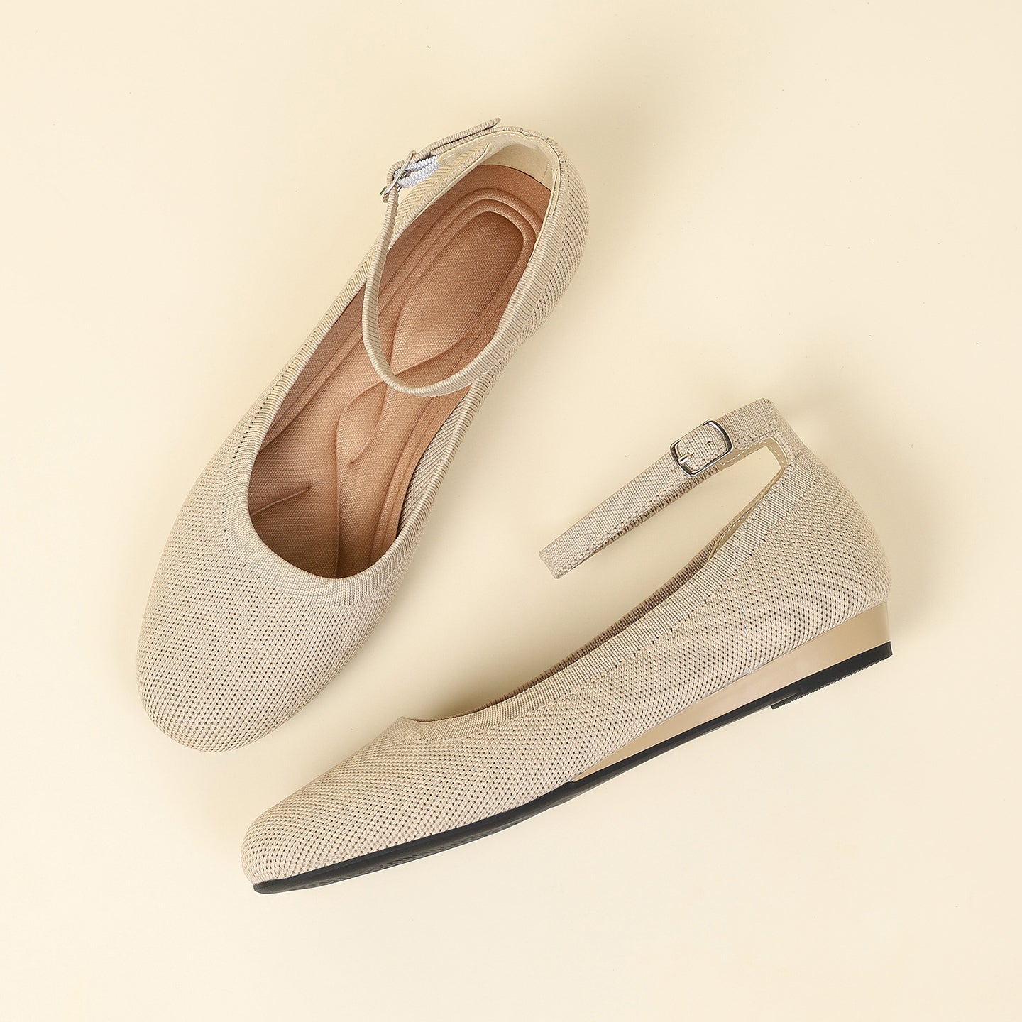 ラウンドトゥスリッポンフラット