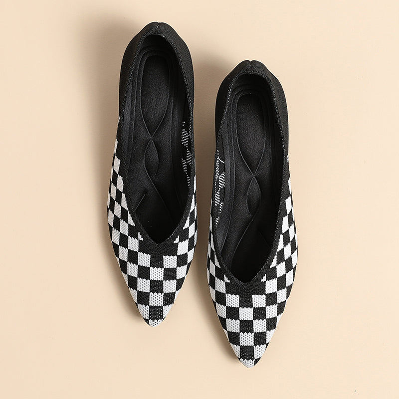 Pointed knit soft sole flat shoes