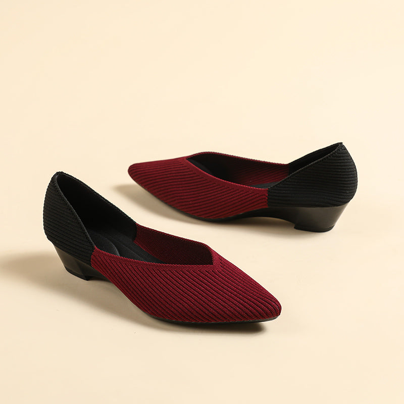 Pointed knit soft sole flat shoes