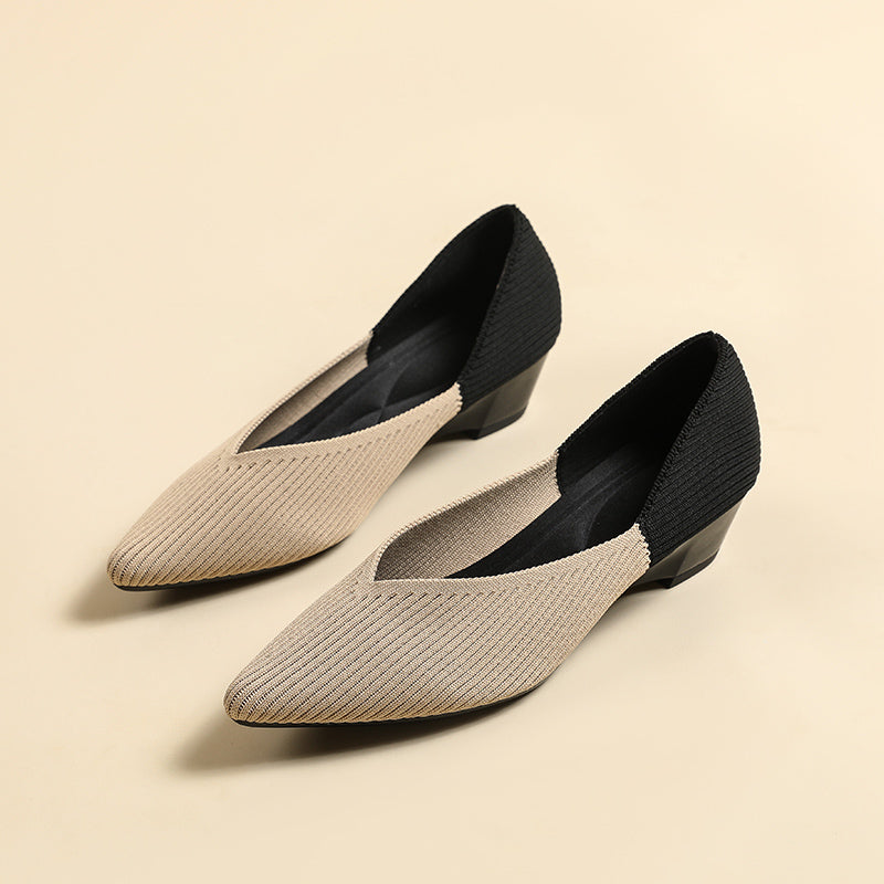 Pointed knit soft sole flat shoes