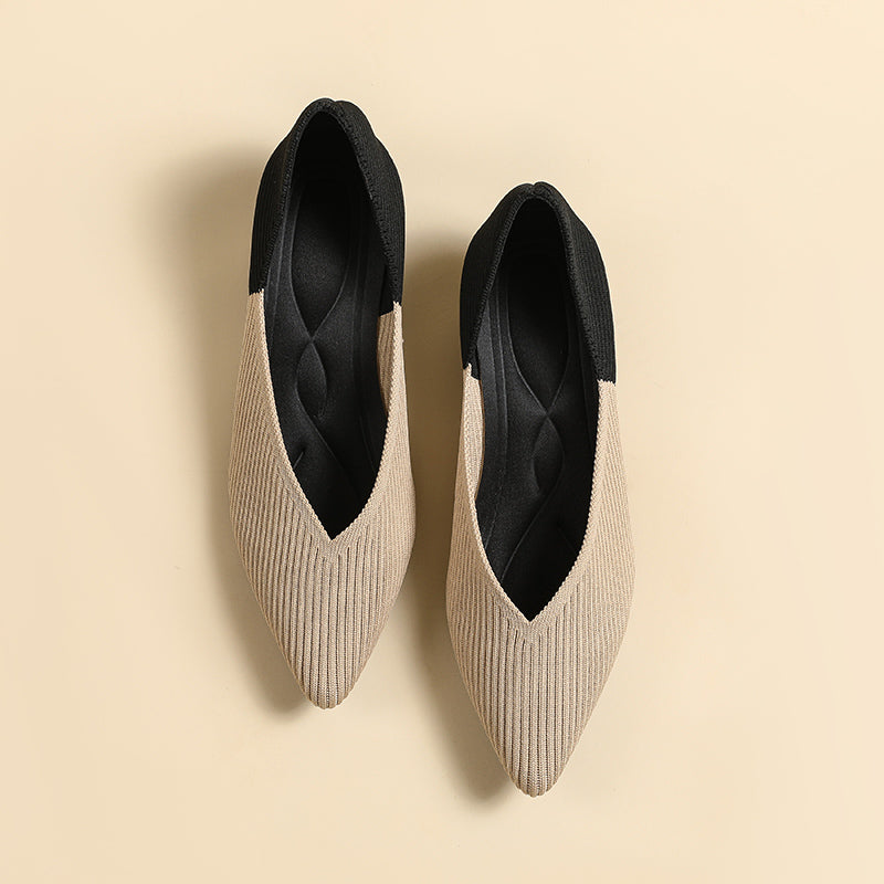 Pointed knit soft sole flat shoes