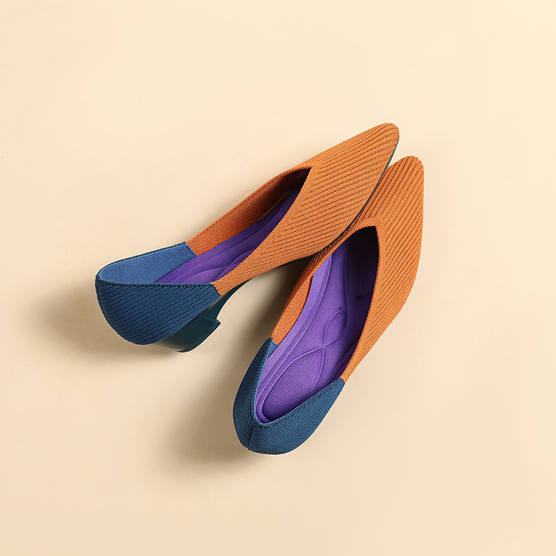 Pointed knit soft sole flat shoes