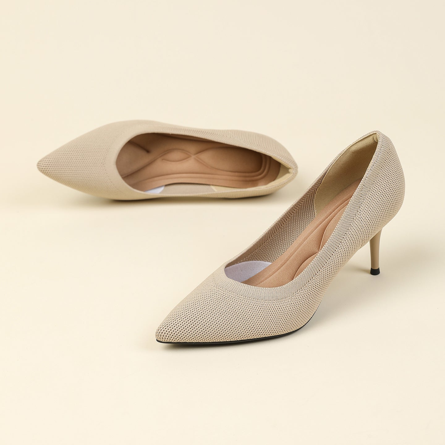 尖頭浅口スティレットヒールパンプス 7.5cmヒール