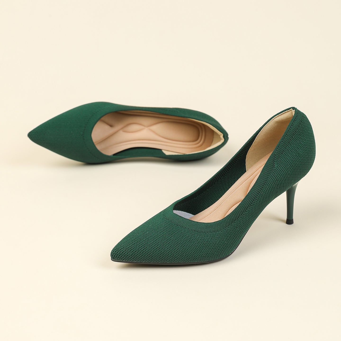 尖頭浅口スティレットヒールパンプス 7.5cmヒール