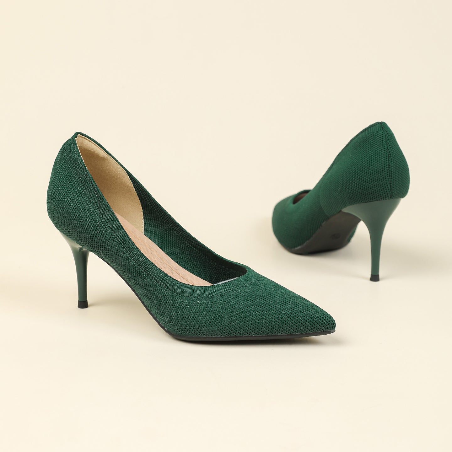 尖頭浅口スティレットヒールパンプス 7.5cmヒール