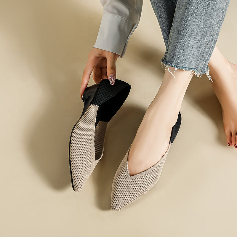 Pointed knit soft sole flat shoes