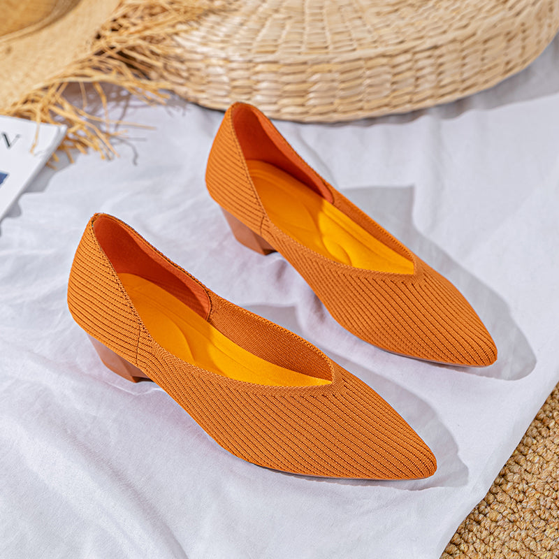 Pointed knit soft sole flat shoes