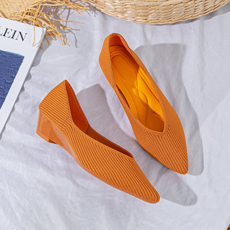 Pointed knit soft sole flat shoes