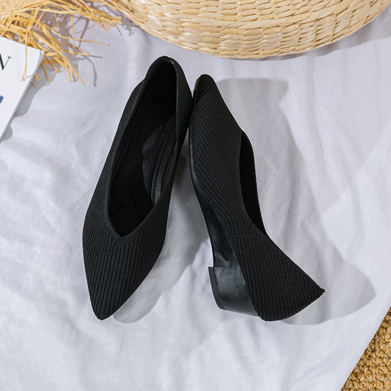 Pointed knit soft sole flat shoes