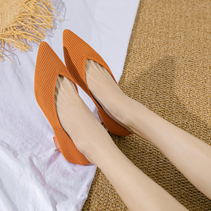 Pointed knit soft sole flat shoes