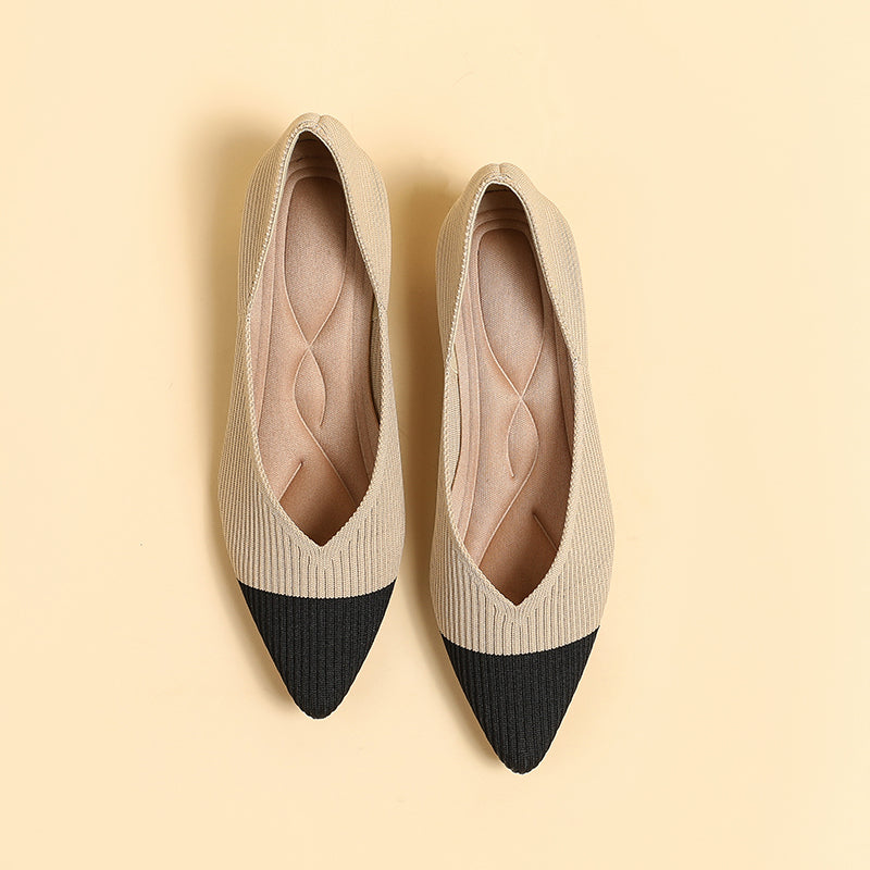 Pointed knit soft sole flat shoes