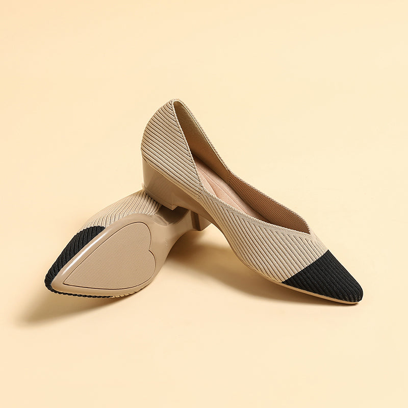 Pointed knit soft sole flat shoes