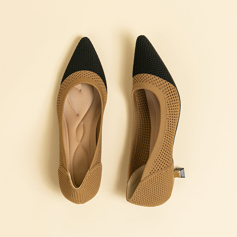 Breathable Lightweight Koneko Heel Pumps Pointed Toe Casual Shoes