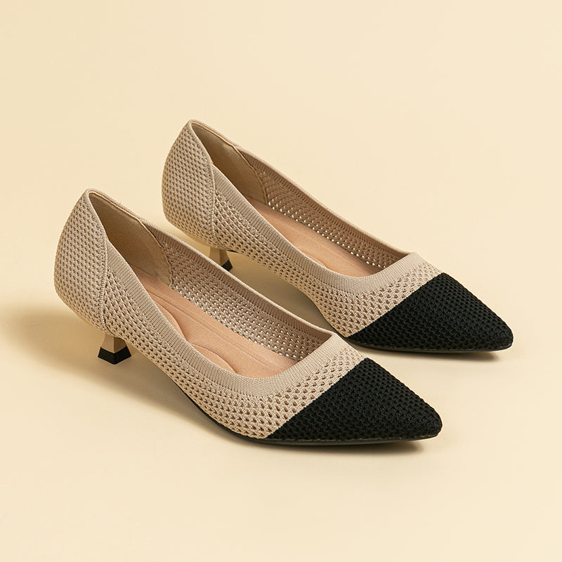 Breathable Lightweight Koneko Heel Pumps Pointed Toe Casual Shoes