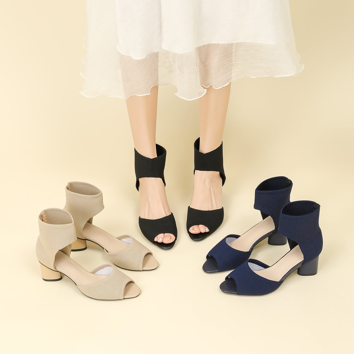 オープントゥ ポインテッドトゥ サンダル