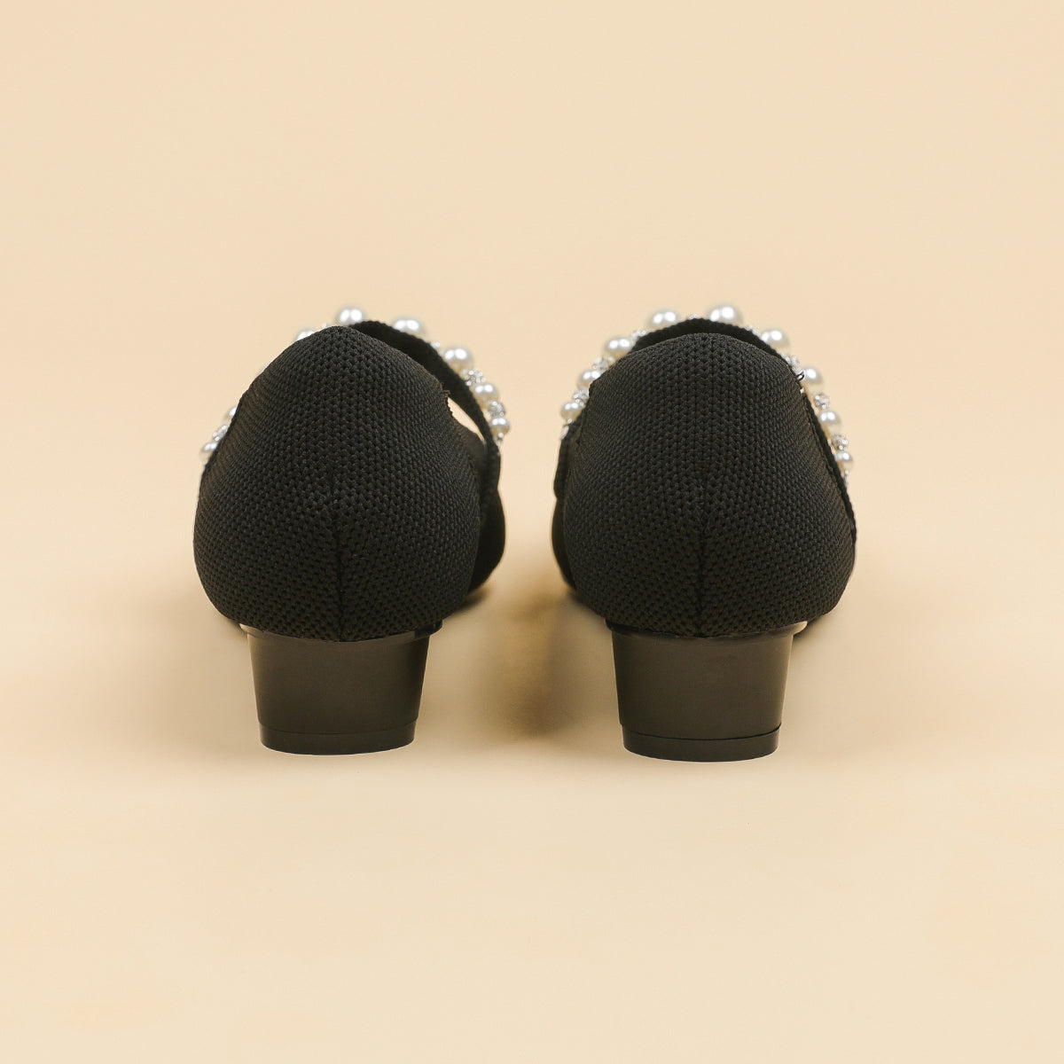 パールストラップ チャンキーヒール 3cm ミドルヒール パンプス レディース