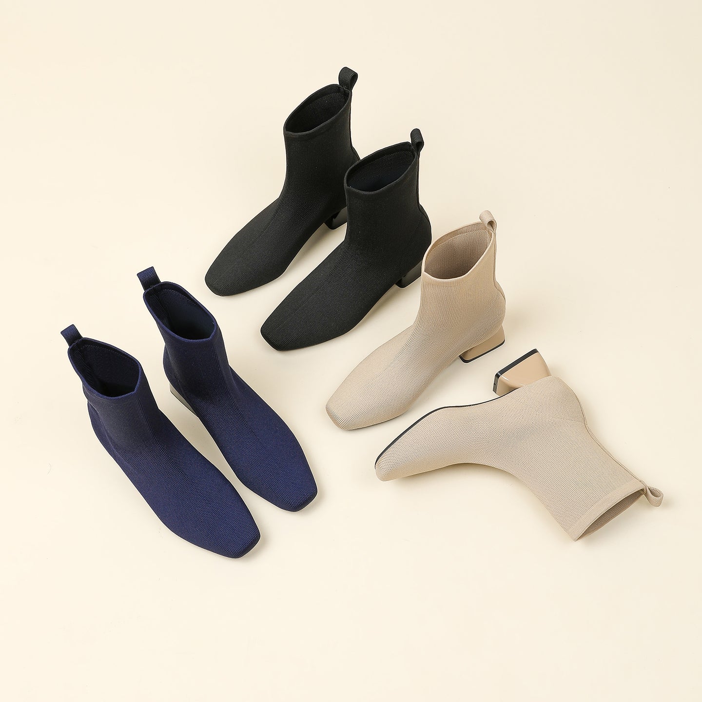 秋冬用粗ヒールショートブーツ