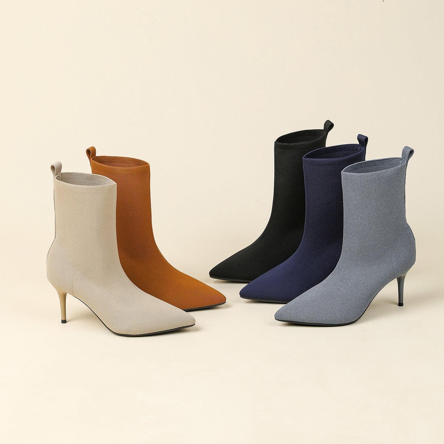 秋冬用尖頭ピンヒールショートブーツ8CM