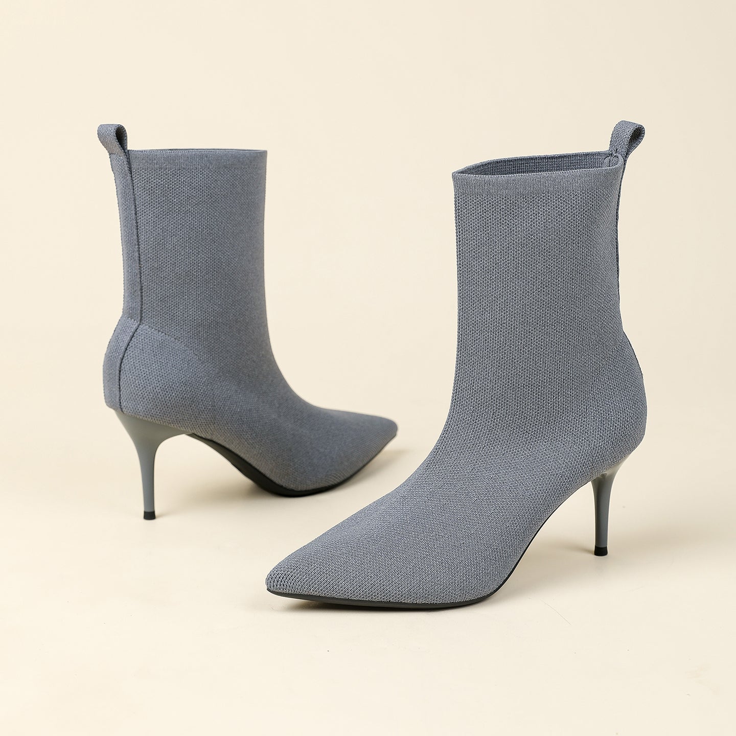 秋冬用尖頭ピンヒールショートブーツ8CM