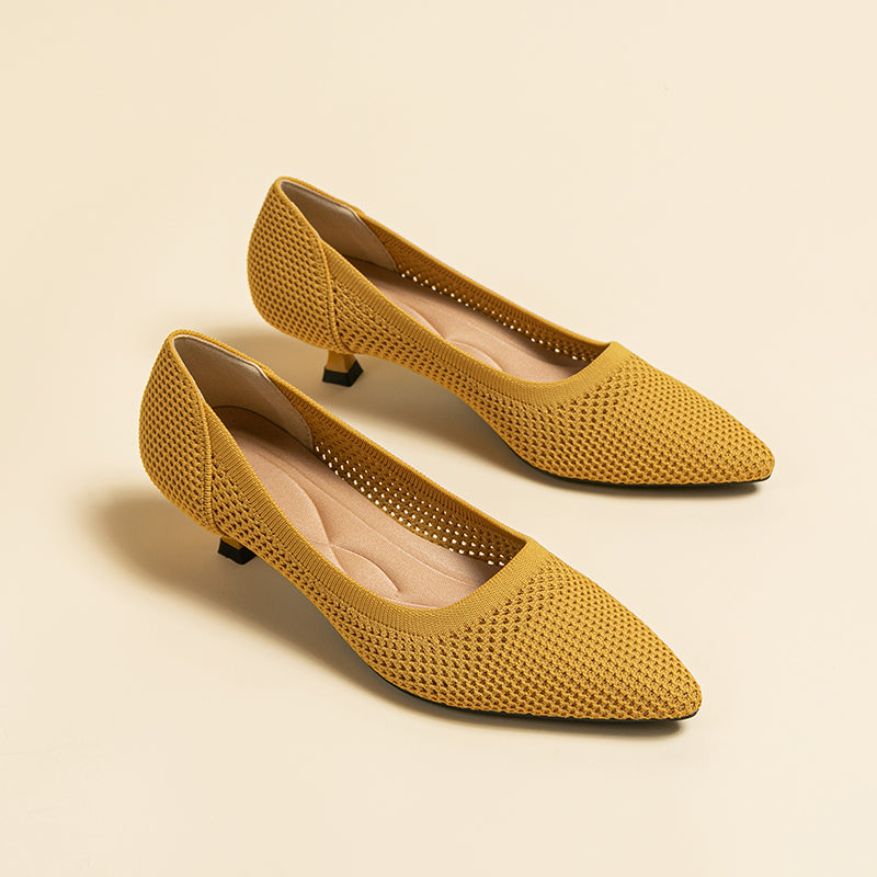 Breathable Lightweight Koneko Heel Pumps Pointed Toe Casual Shoes