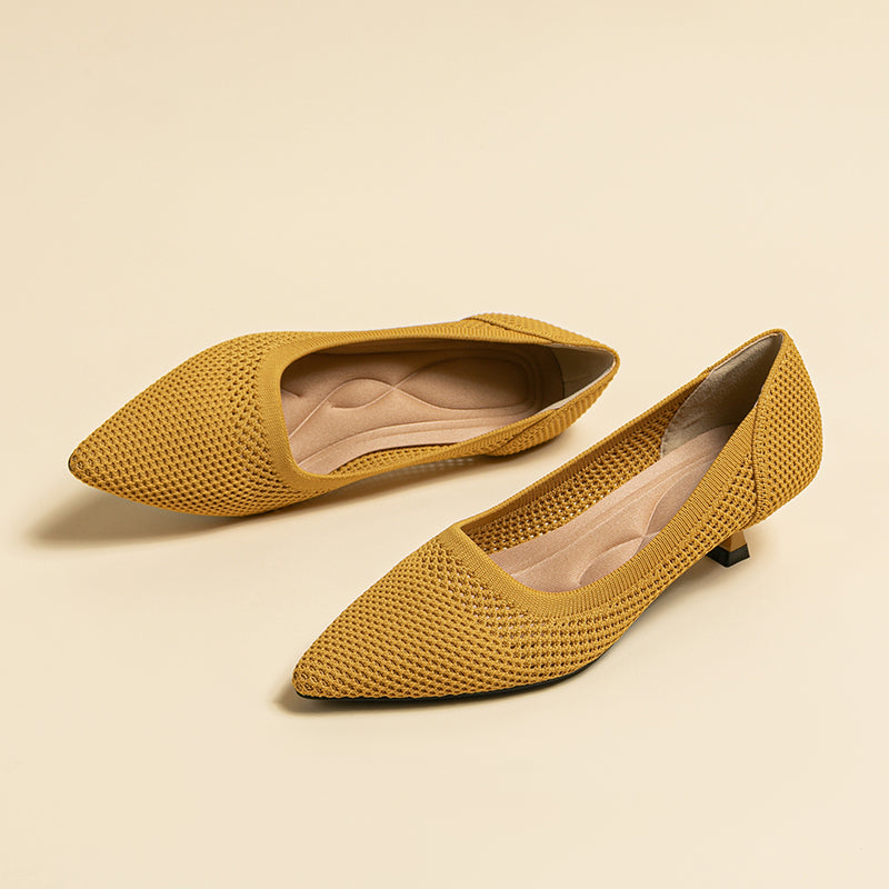 Breathable Lightweight Koneko Heel Pumps Pointed Toe Casual Shoes