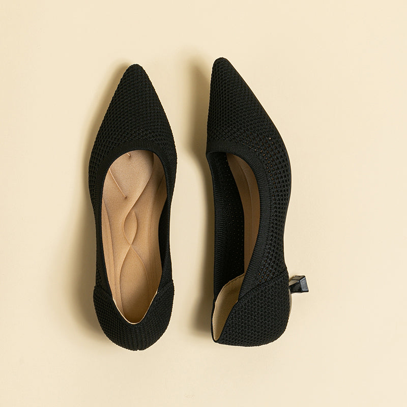 Breathable Lightweight Koneko Heel Pumps Pointed Toe Casual Shoes