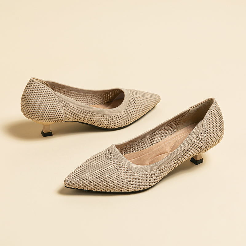 Breathable Lightweight Koneko Heel Pumps Pointed Toe Casual Shoes