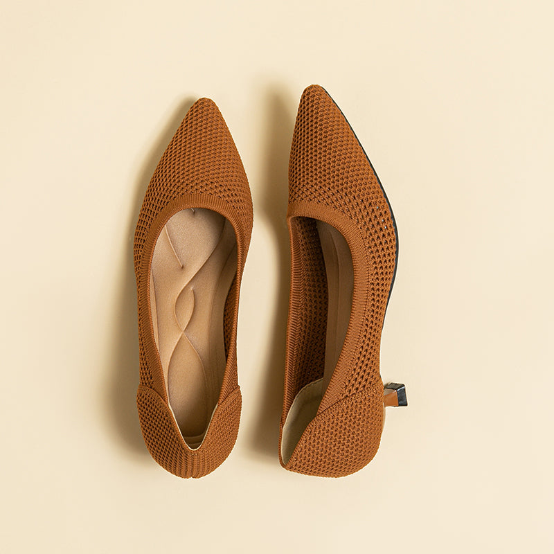 Breathable Lightweight Koneko Heel Pumps Pointed Toe Casual Shoes