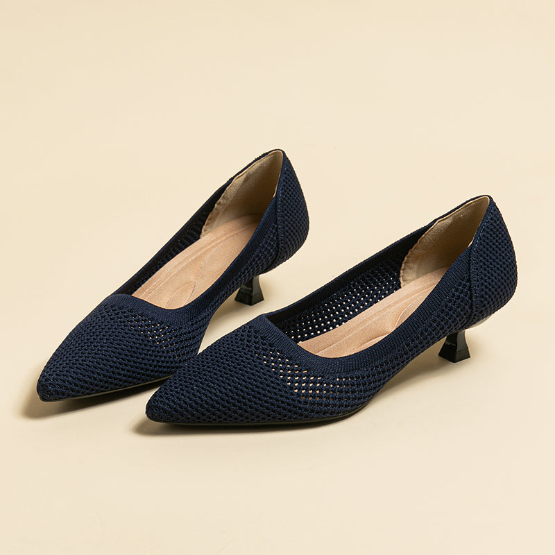 Breathable Lightweight Koneko Heel Pumps Pointed Toe Casual Shoes