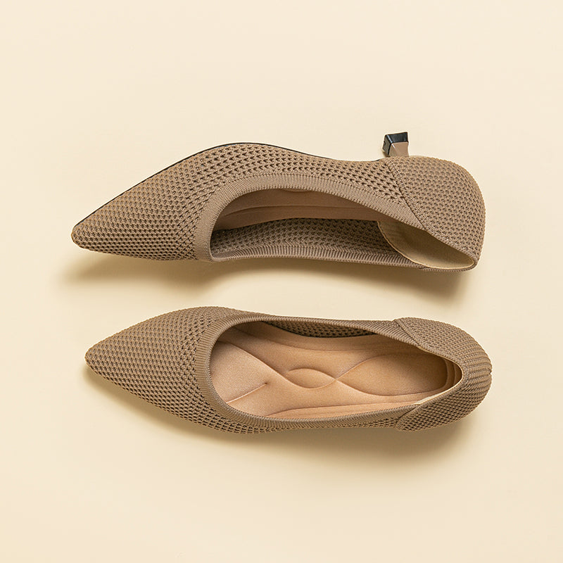 Breathable Lightweight Koneko Heel Pumps Pointed Toe Casual Shoes