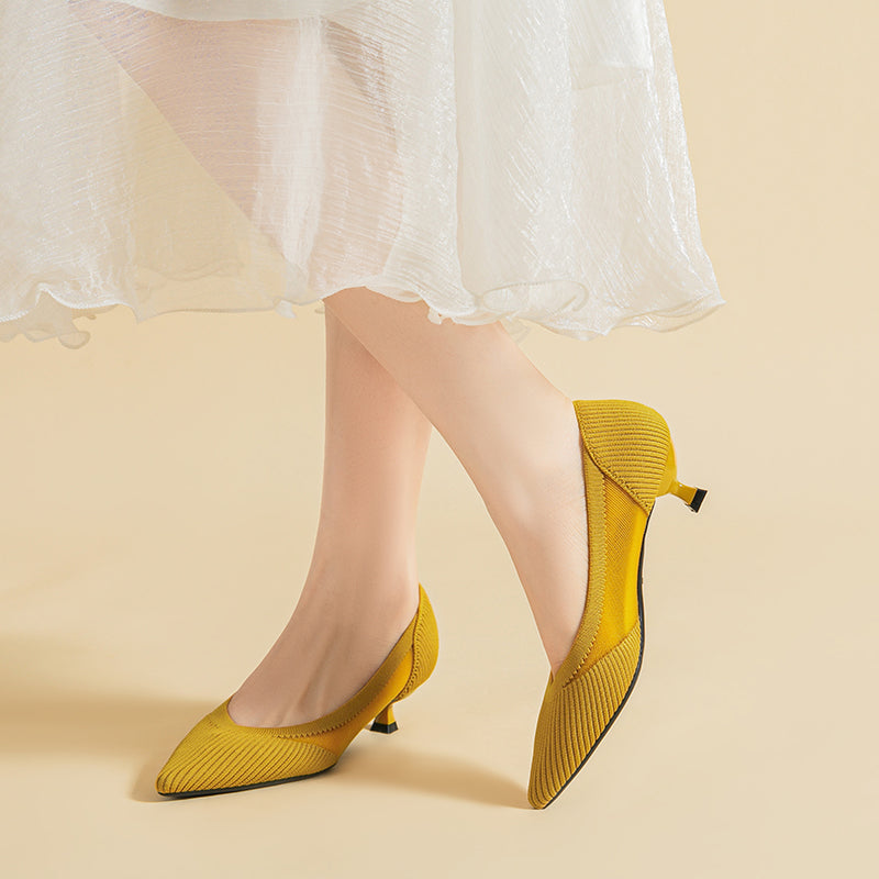 Transparent Pointed Toe Koneko Heel Medium High Pumps