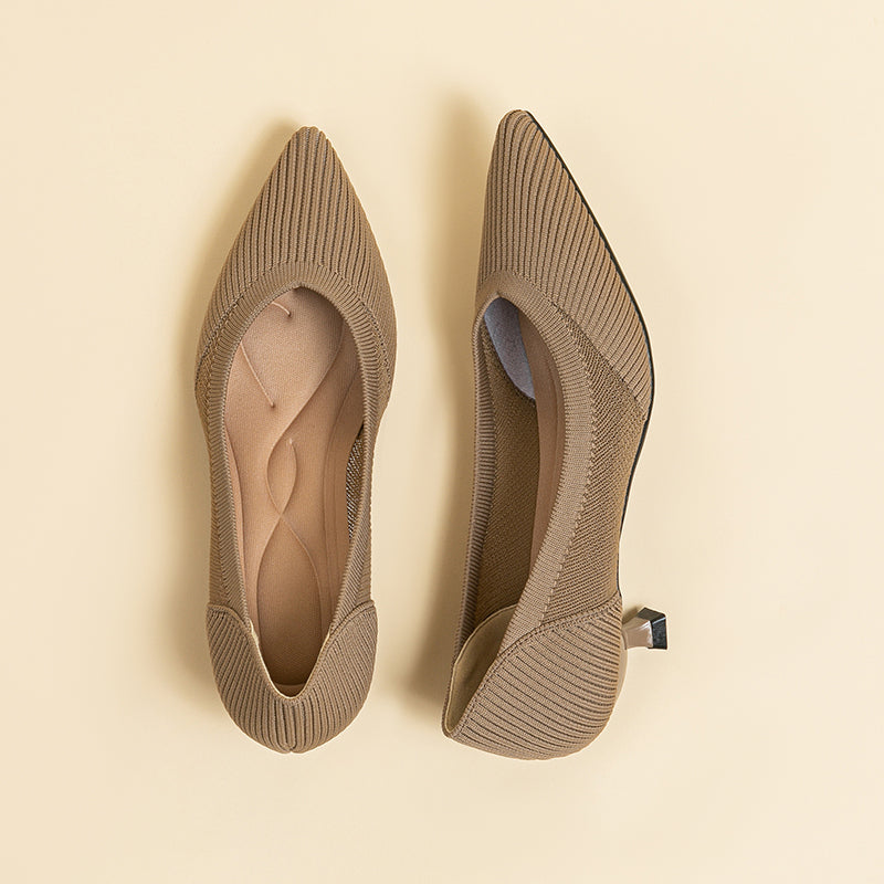 Transparent Pointed Toe Koneko Heel Medium High Pumps