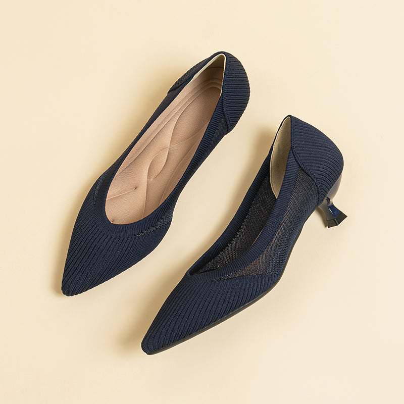 Transparent Pointed Toe Koneko Heel Medium High Pumps