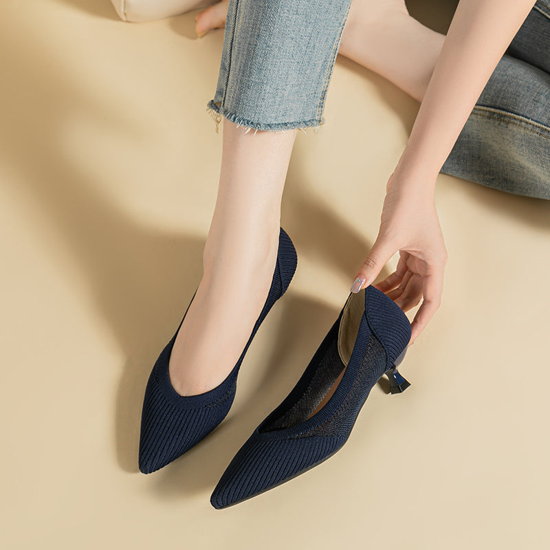 Transparent Pointed Toe Koneko Heel Medium High Pumps