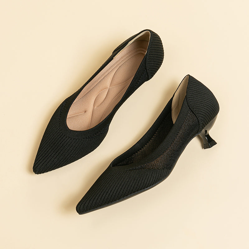 Transparent Pointed Toe Koneko Heel Medium High Pumps