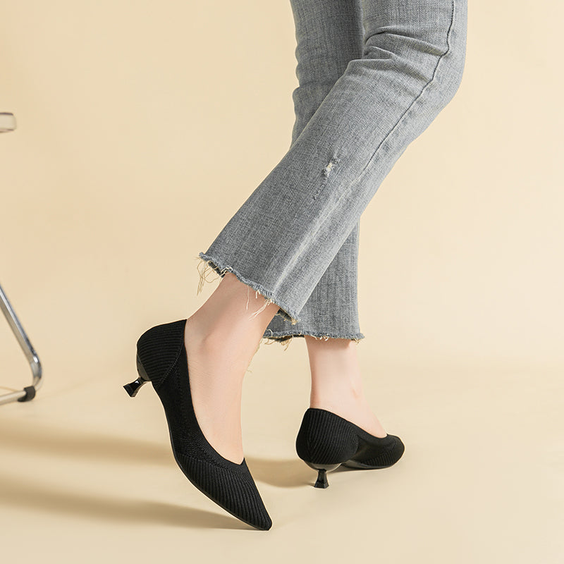 Transparent Pointed Toe Koneko Heel Medium High Pumps