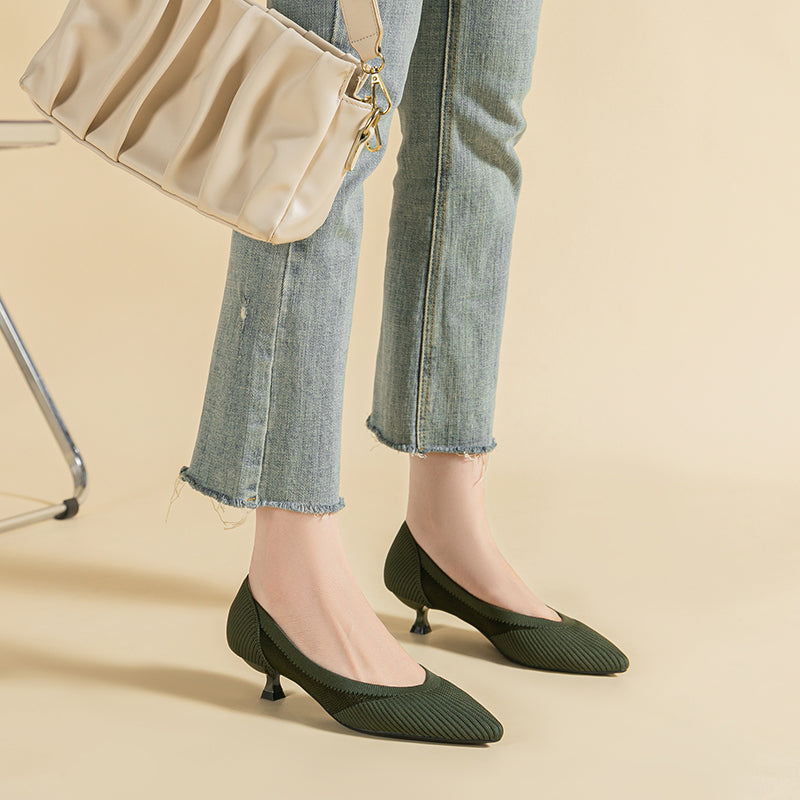 Transparent Pointed Toe Koneko Heel Medium High Pumps