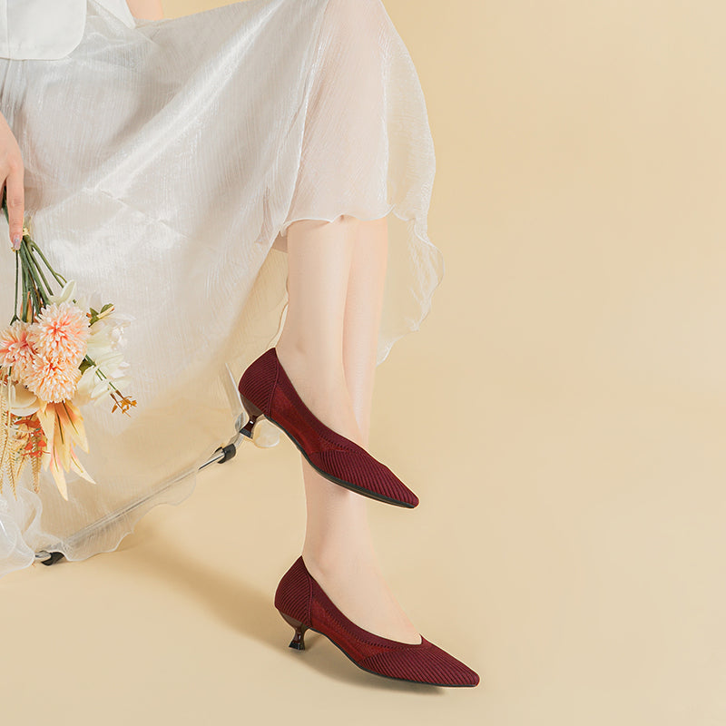 Transparent Pointed Toe Koneko Heel Medium High Pumps