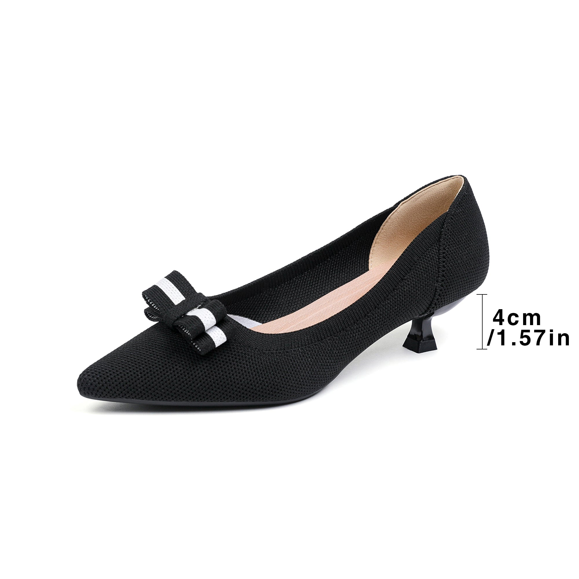 リボン付き 4cmキトゥンヒール パンプス