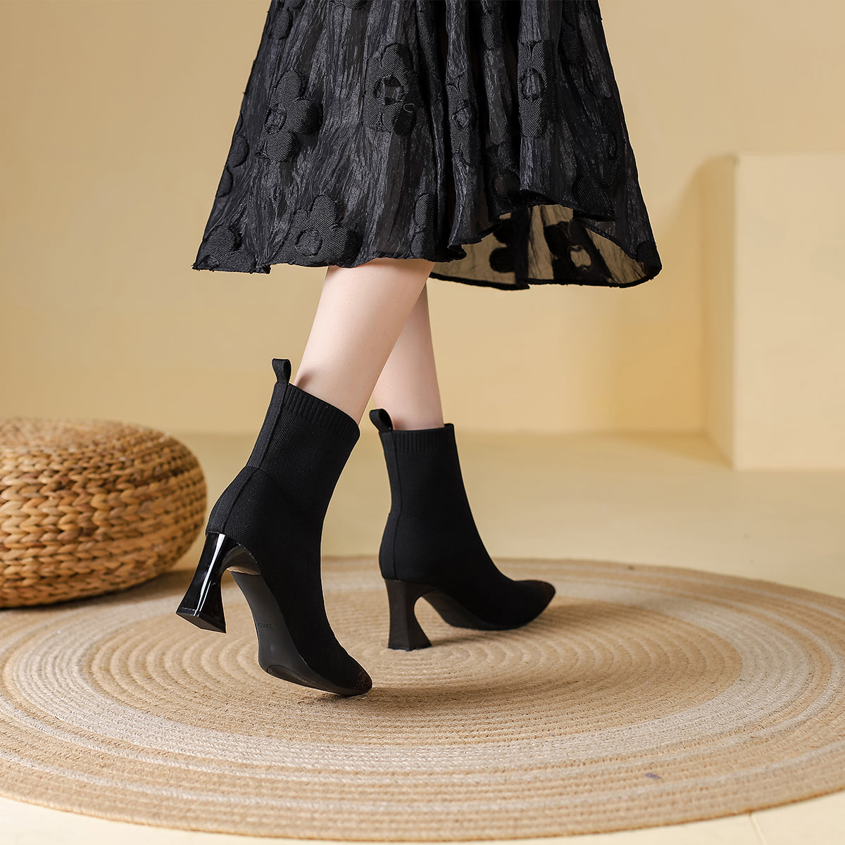 ポインテッドトゥ ハイヒール マーティンブーツ ショートブーツ