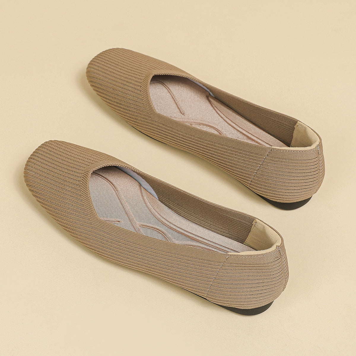 Square toe shallow soft sole flat shoes
