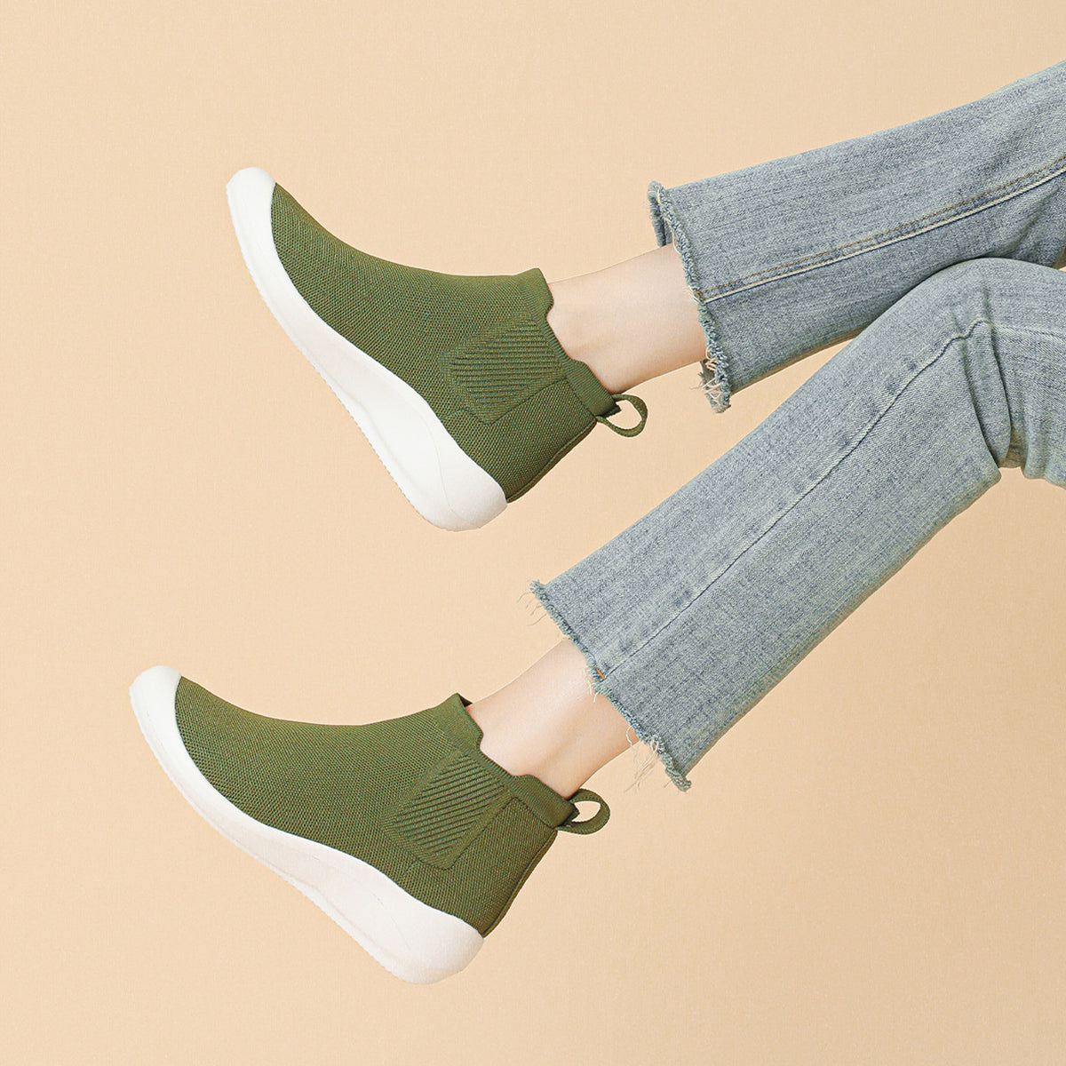 超軽量ニット厚底ショートブーツ