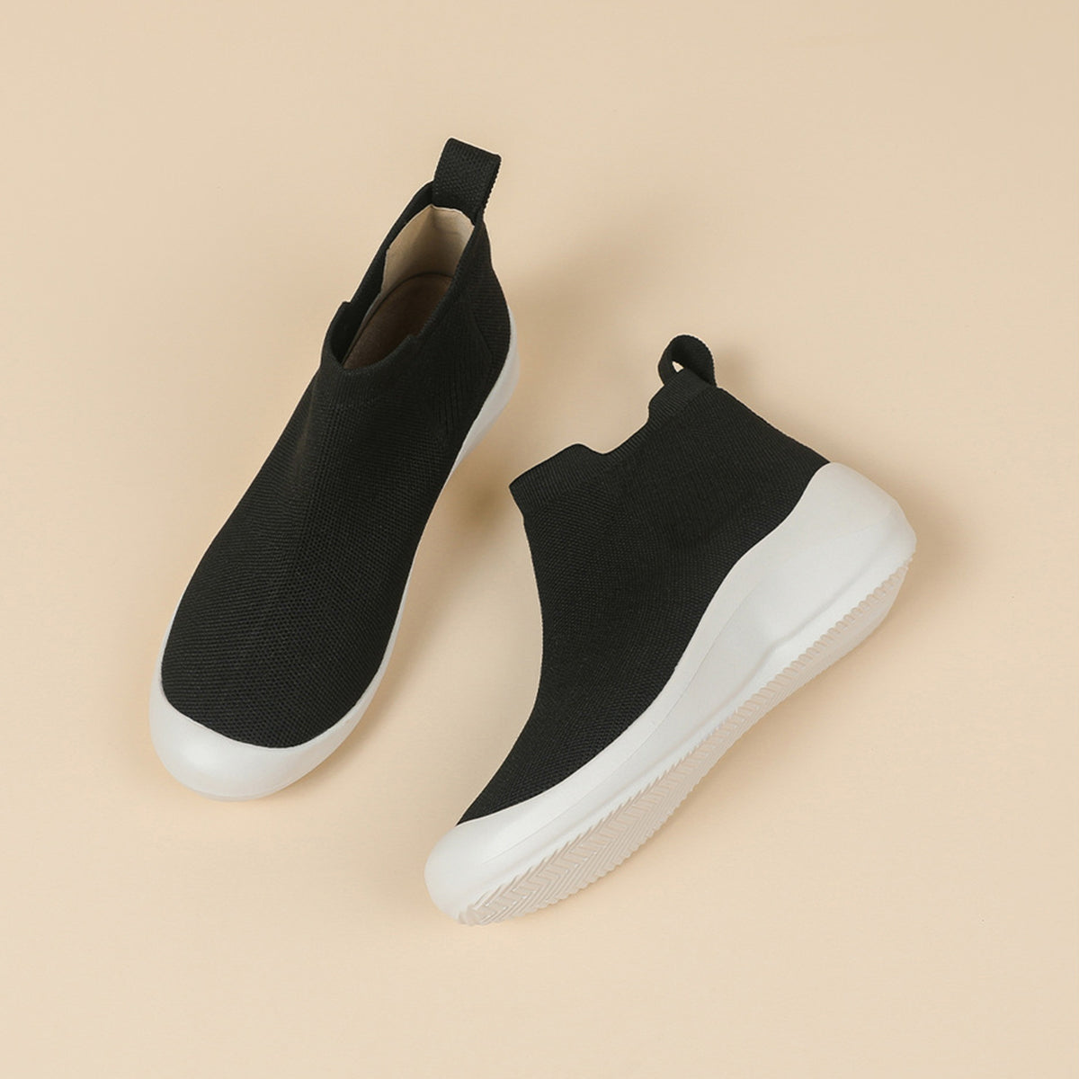 超軽量ニット厚底ショートブーツ