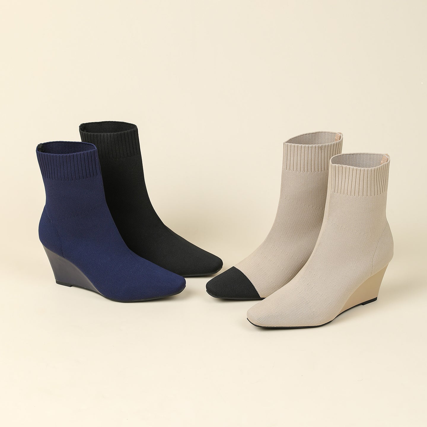 スクエアトゥウェッジショートブーツ