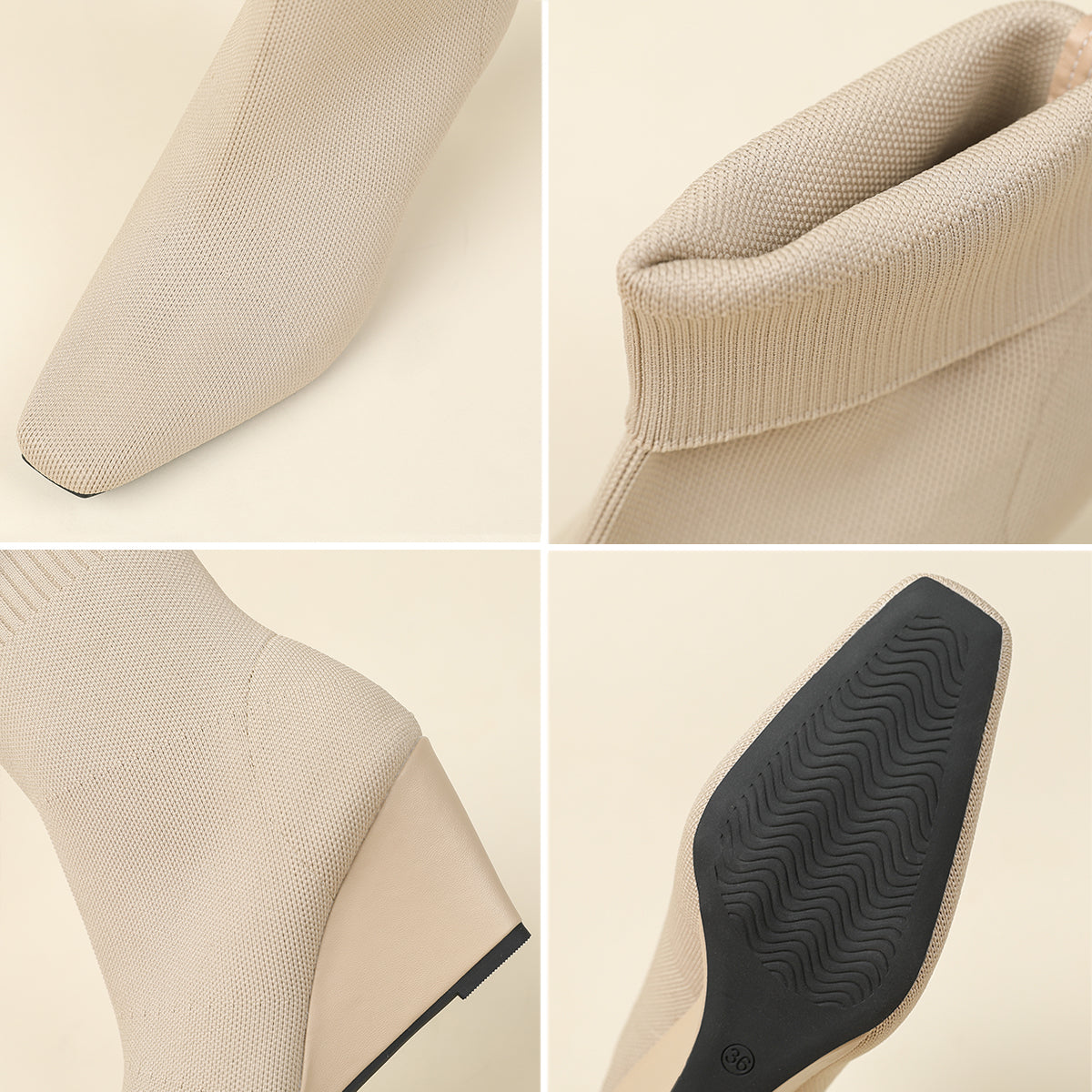 スクエアトゥウェッジショートブーツ