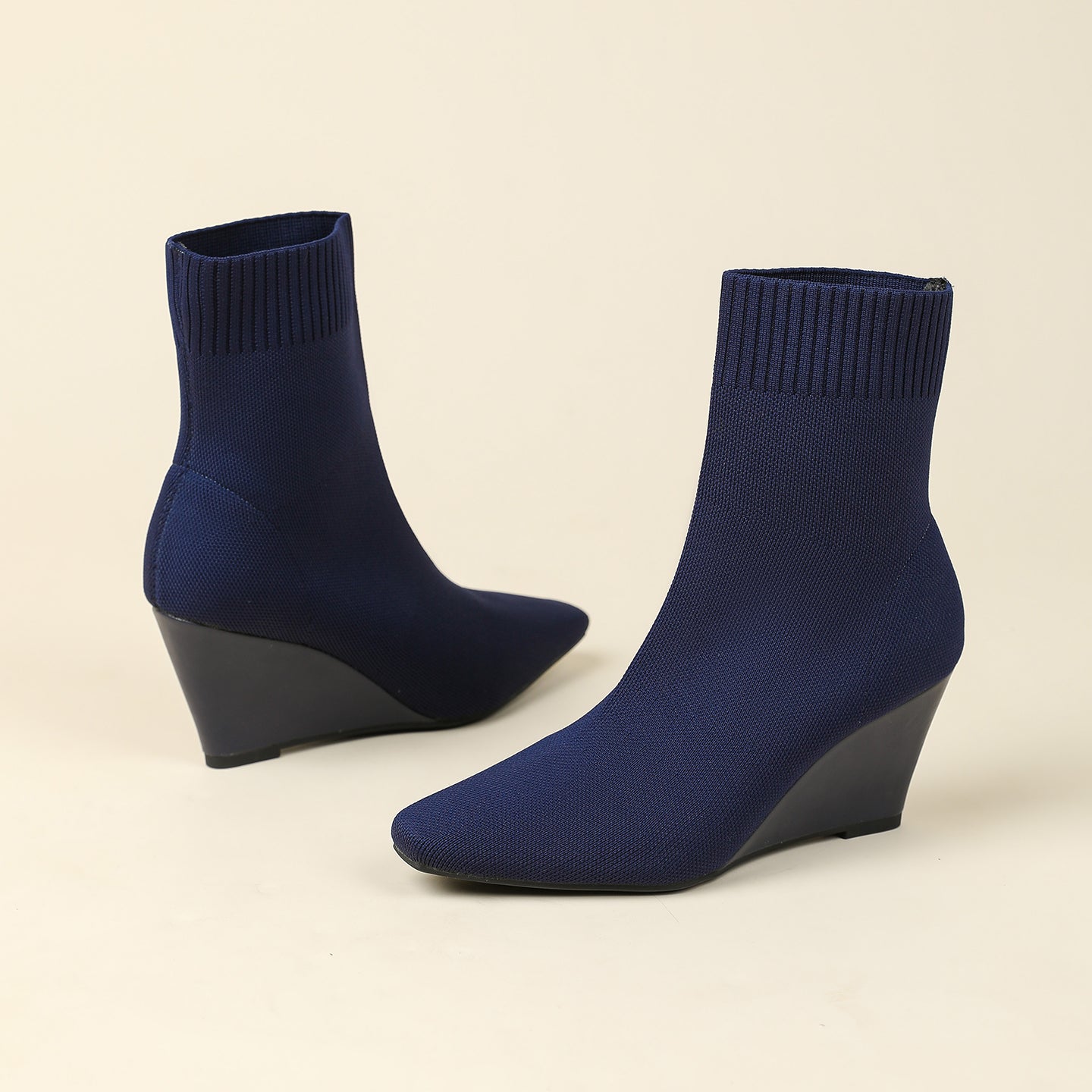 スクエアトゥウェッジショートブーツ