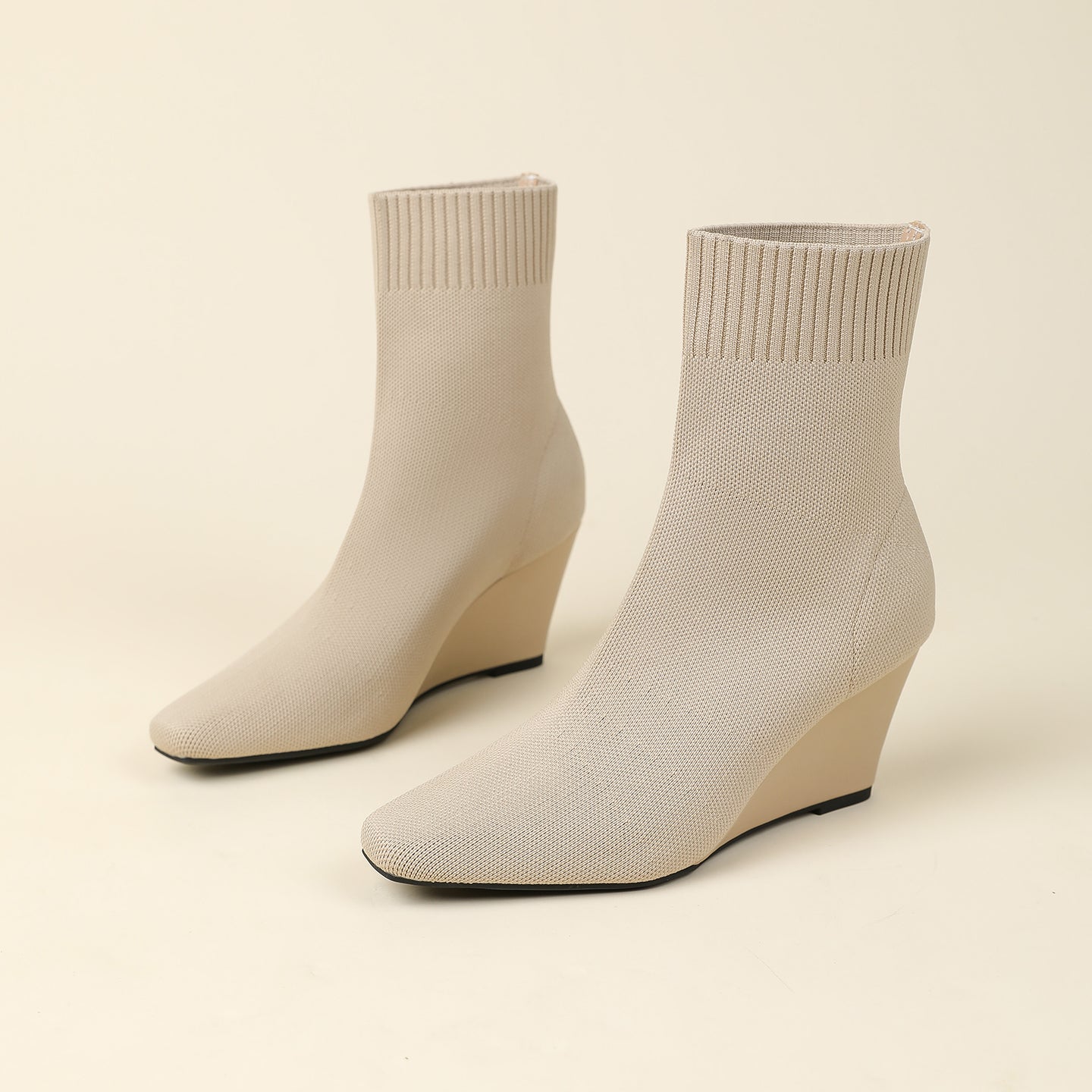 スクエアトゥウェッジショートブーツ