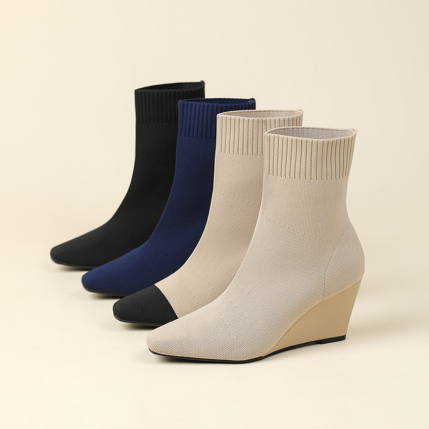 スクエアトゥウェッジショートブーツ