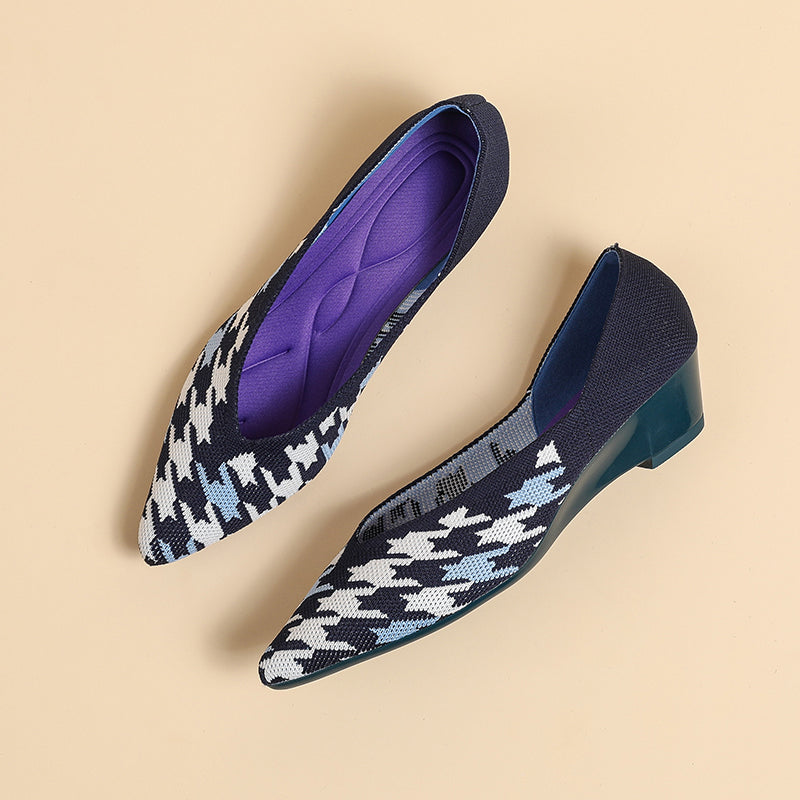 Pointed knit soft sole flat shoes